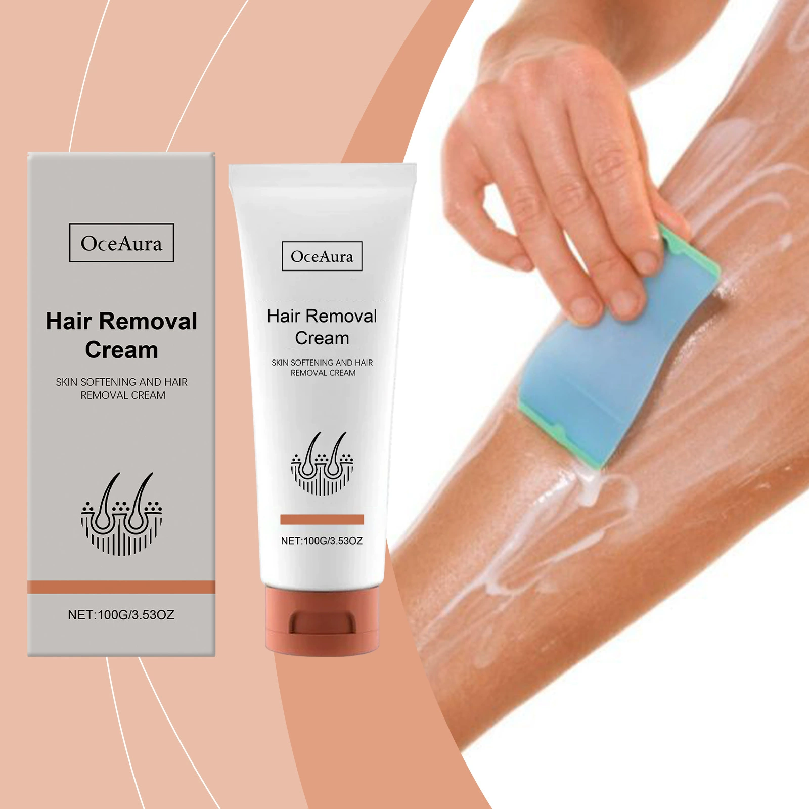 OceAura Крем для удаления волос для нежной кожи Ежедневное очищение и смягчение Уход за телом Нежный увлажняющий очищающий крем для удаления волос