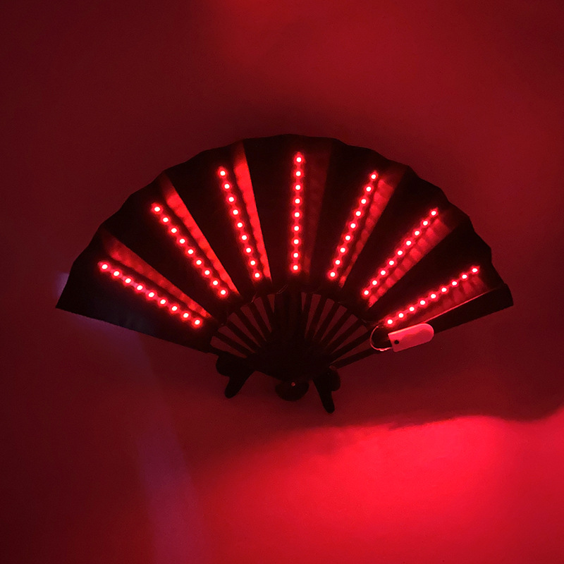 Nuevo abanico de encaje rosa con luces LED, regalo de boda, accesorio para el Festival Qixi, abanico plegable de estilo chino