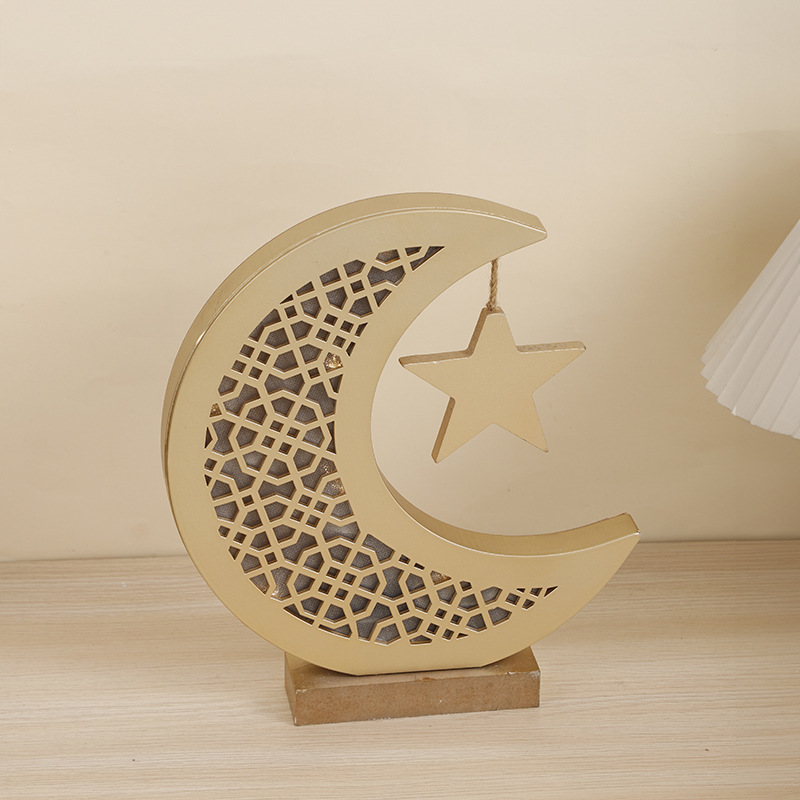 Candeeiro decorativo em madeira lua e estrela para presentes_voghion.com