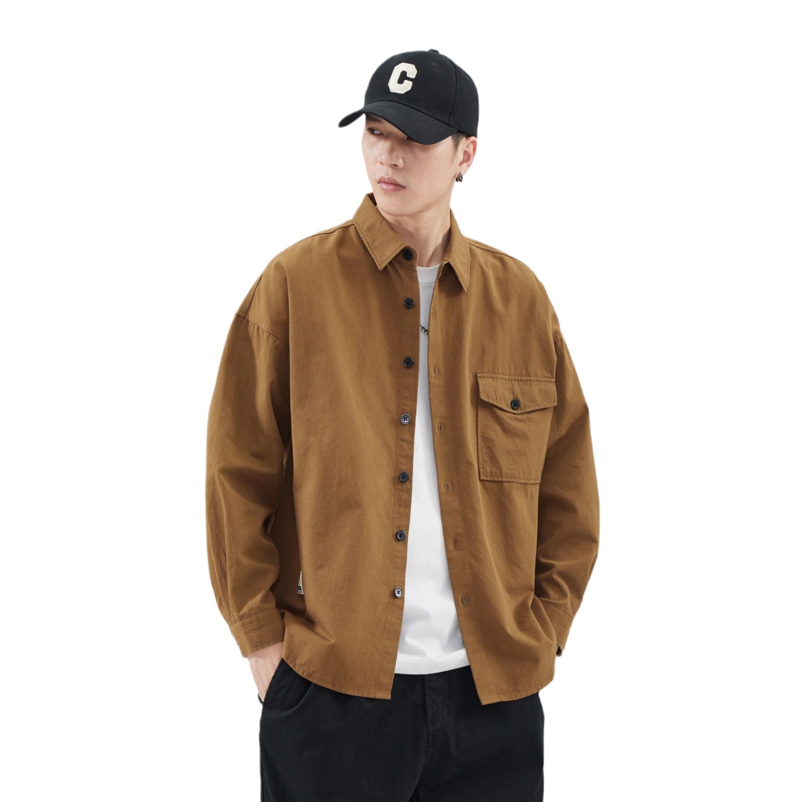 Camisas de fábrica sueltas personalizadas, camisas de algodón masculinas de alta calidad, estilo coreano suelto, casual, manga larga, estilo coreano