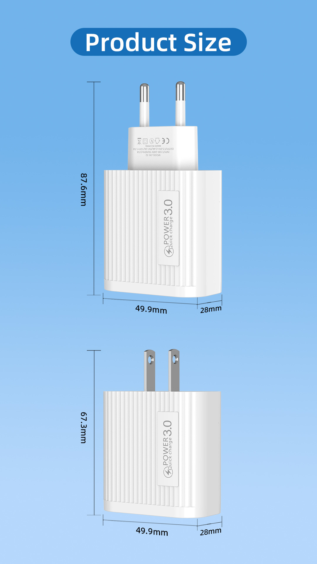4USB multi port 18W mobile fast charging head QC3.0+3U2A travel charger_voghion.com