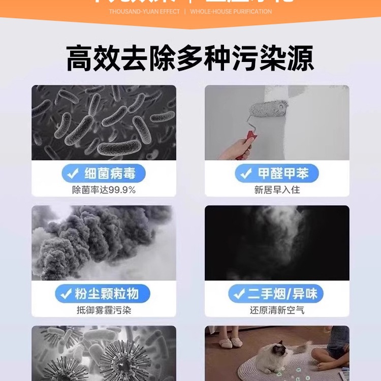 Purificador de aire de iones negativos de envío gratuito para el hogar eliminación de formaldehído filtro de pelo de gato polvo en el dormitorio de humo humo limpio