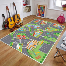 跨境儿童游戏地毯卡通城市交通地图地垫宝宝爬行防滑垫卧室床边毯