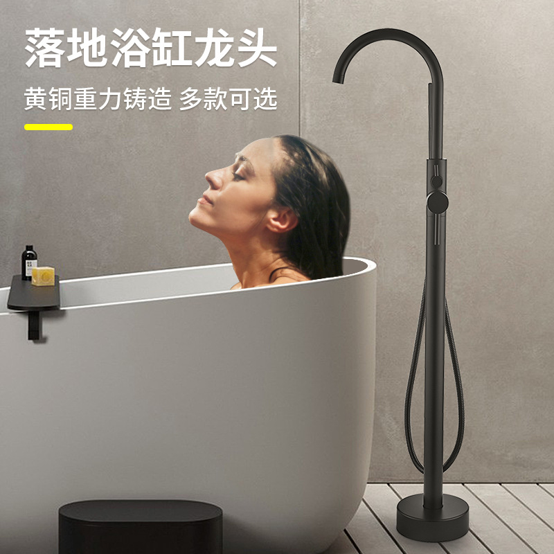 Todo el cobre negro frío y caliente piso bañera de grifo lateral vertical barril vertical cuenca pared fábrica de conexión al por mayor