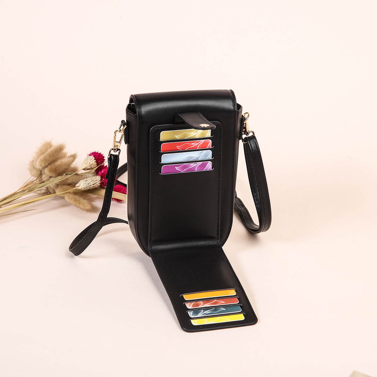 La versión coreana de 2023 de la versión coreana de la moda de lona, el modelo vertical de página suelta de múltiples tarjetas, la bolsa de teléfono móvil de una sola hombro de la mujer, el fabricante de la bolsa de hombro recto