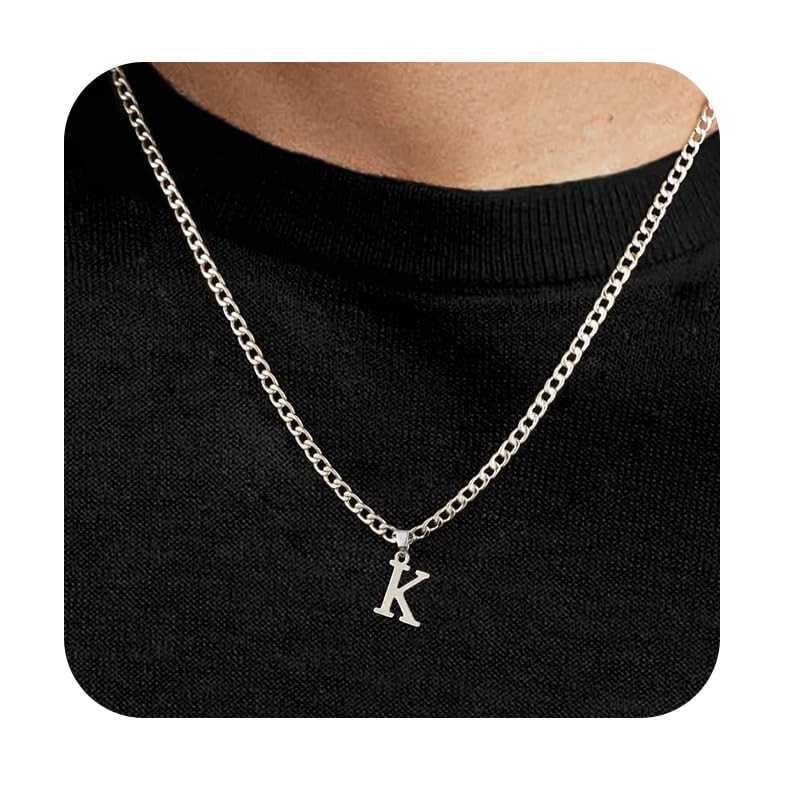 European and American Hot-Selling Cross-Border 26-Letter Pendant Necklace, Personalized and Fashionable 26-Letter English Letter Men's Cuban Chain Necklace