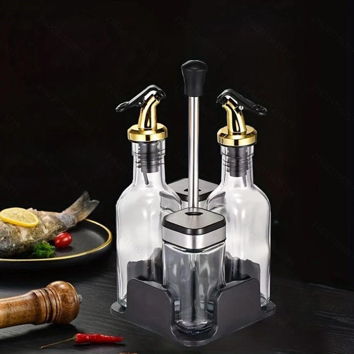 Oil and vinegar bottle (silver and black)