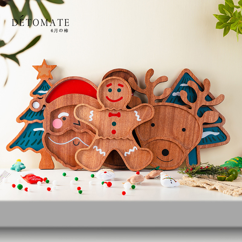 Christmas Snacks Fruit Snack Platter Cartoon Antler Tray Sapele Home Party Party Decoration Plate Christmas Snacks Fruit Snack Platter Cartoon Antler Tray Sapele Home Party Party Decoration Plate