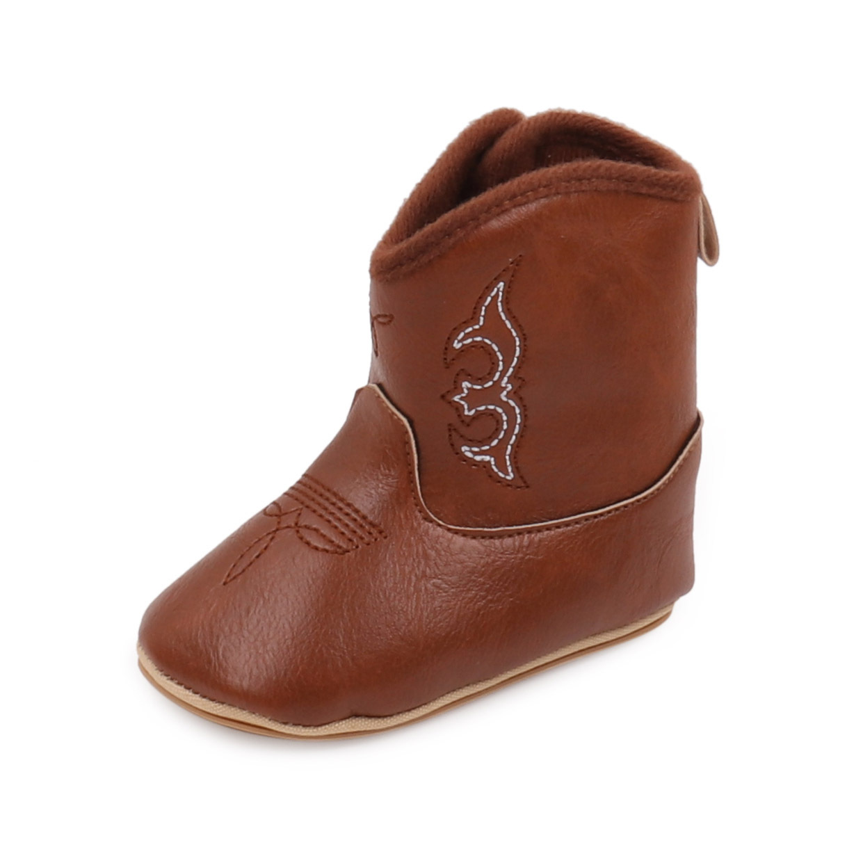 0-12 Ay Western Kovboy Yüksek Üst PU Deri İşlemeli Bebek Botları BJZ3166_voghion.com