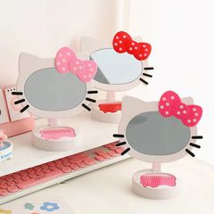 New MY031 cute KT cat dressing table mirror makeup mirror with comb foldable KT mirror desktop mirror