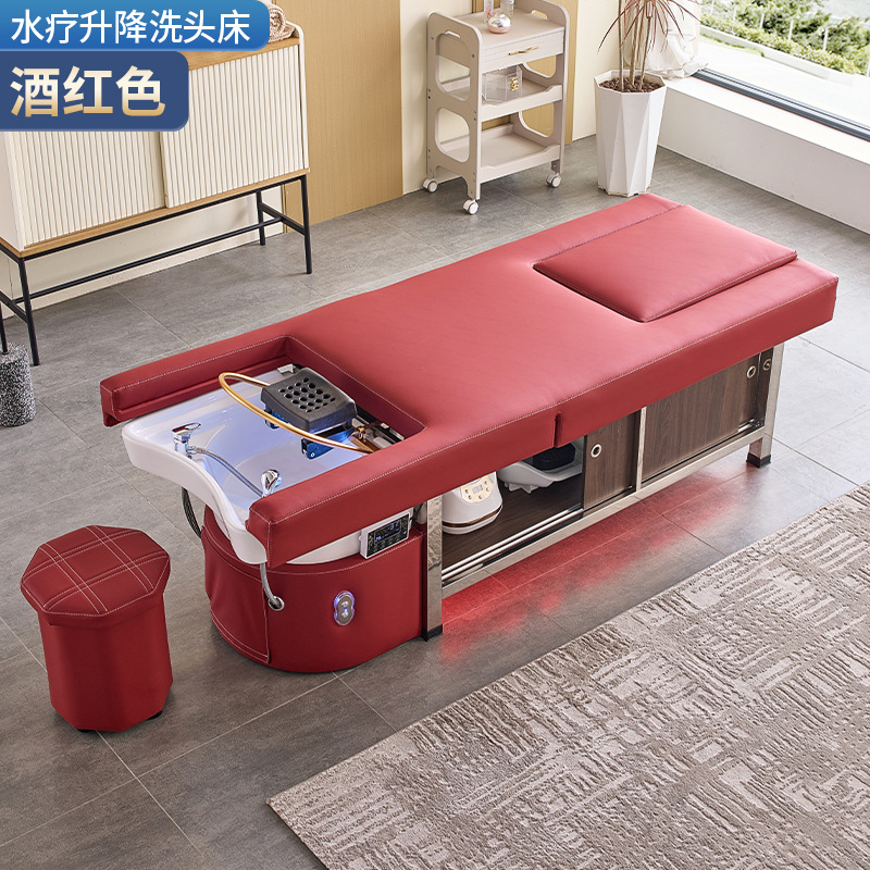 Cama de lavado de cabello de masaje eléctrica multifuncional con calentador de agua de fumigación para terapia de pies para barbería de circulación de agua para salón de cuidado de cabello
