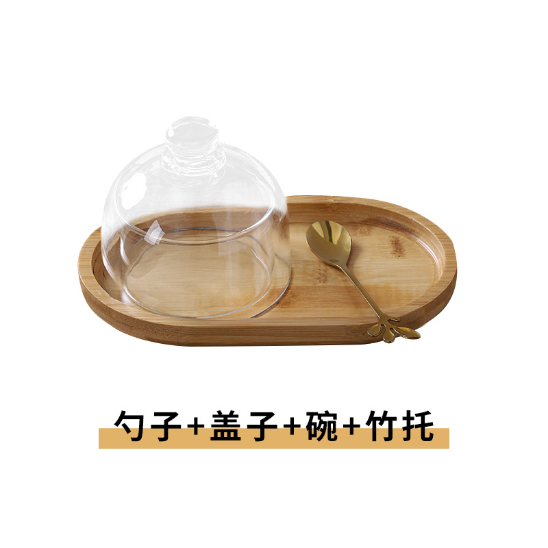 숟가락 뚜껑 그릇 대나무 홀더