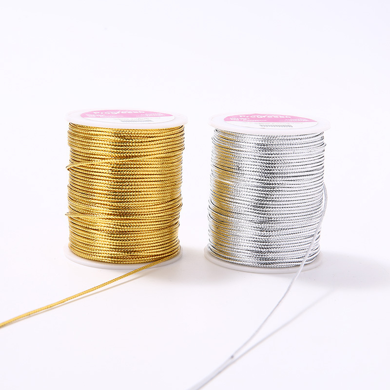 Gold and silver wire tag line 1mm8 round gold wire gift packaging golden onion line no elastic [Factory Direct]]