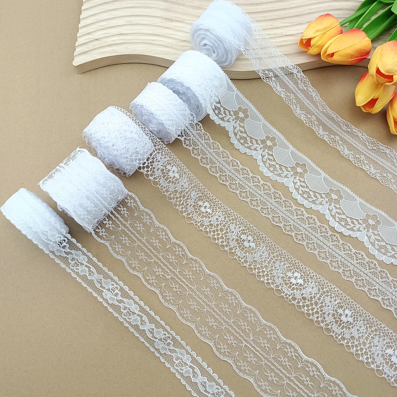 6 white non-stretch lace edge clothing accessories lace decoration ribbons 10 meters per roll, cross-border exclusive supply