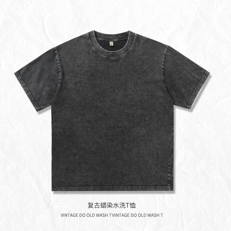 Camiseta de manga corta de algodón lavada desgastada de 230g personalizada para hombres y mujeres, media manga transfronteriza, ocio europeo y americano, pareja personalizada