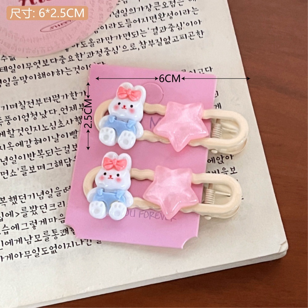 Creativo lindo cerdo cuchara de pico de pato clip horquilla dulce niña conejo flequillos clip lateral horquilla rota accesorios para el cabello