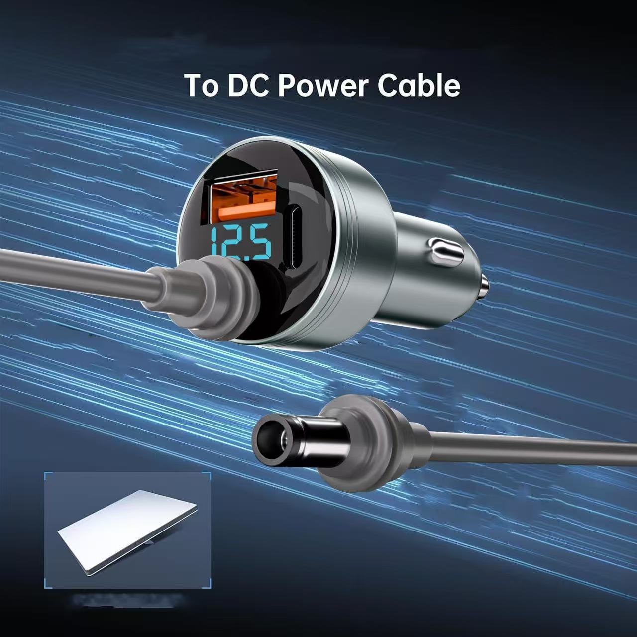 New Cross-Border Model Dc Car Charger with Mini Digital Display, Suitable for Fourth-Generation Mini Car Chargers, One-To-Three