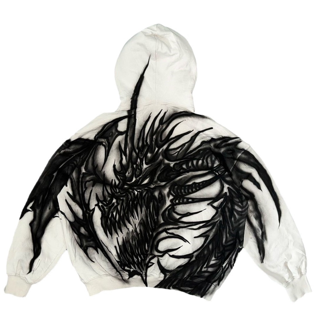 Y2K American New Demon Dragon Print Hoodie 2024 Autumn Niche Lazy Style Top_voghion.com