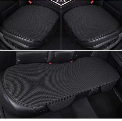 One-piece delivery strength factory Summer Ice Silk car cushion three-piece single piece breathable non-slip wear-resistant scratch-resistant (Seat cushion, seat cover) - black-front-single-piece