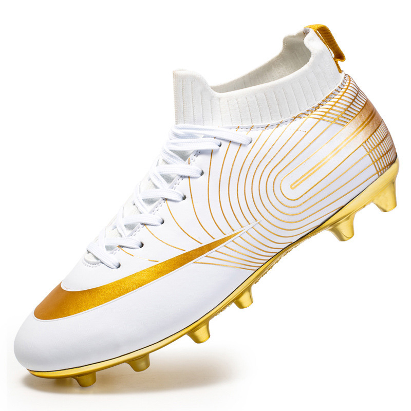 Local tyrant gold ag spike tf football shoes men's new high-top leather foot sports training shoes youth game football_voghion.com