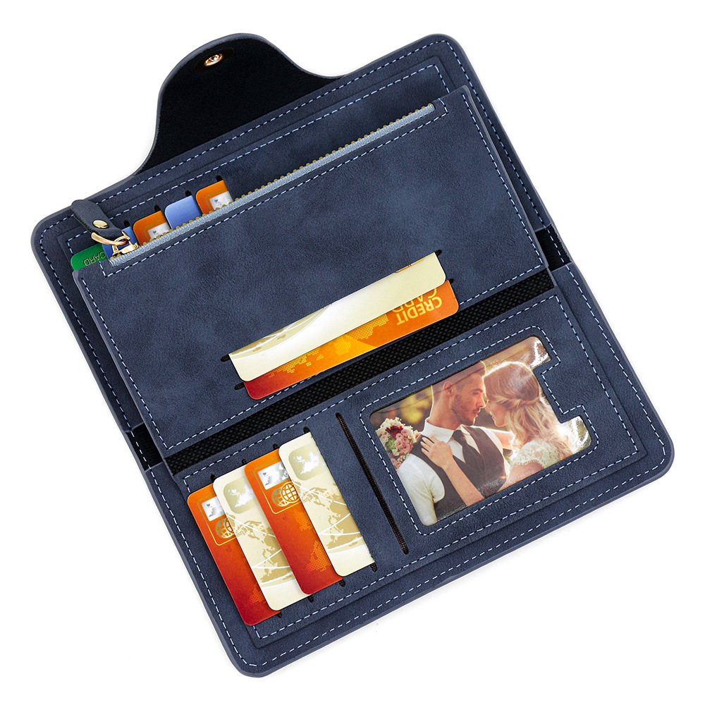 Nuevo tipo de cartera larga para hombres simple multifuncional estilo europeo y americano cartera de hebilla magnética para hombres bolso de mano multi-tarjeta