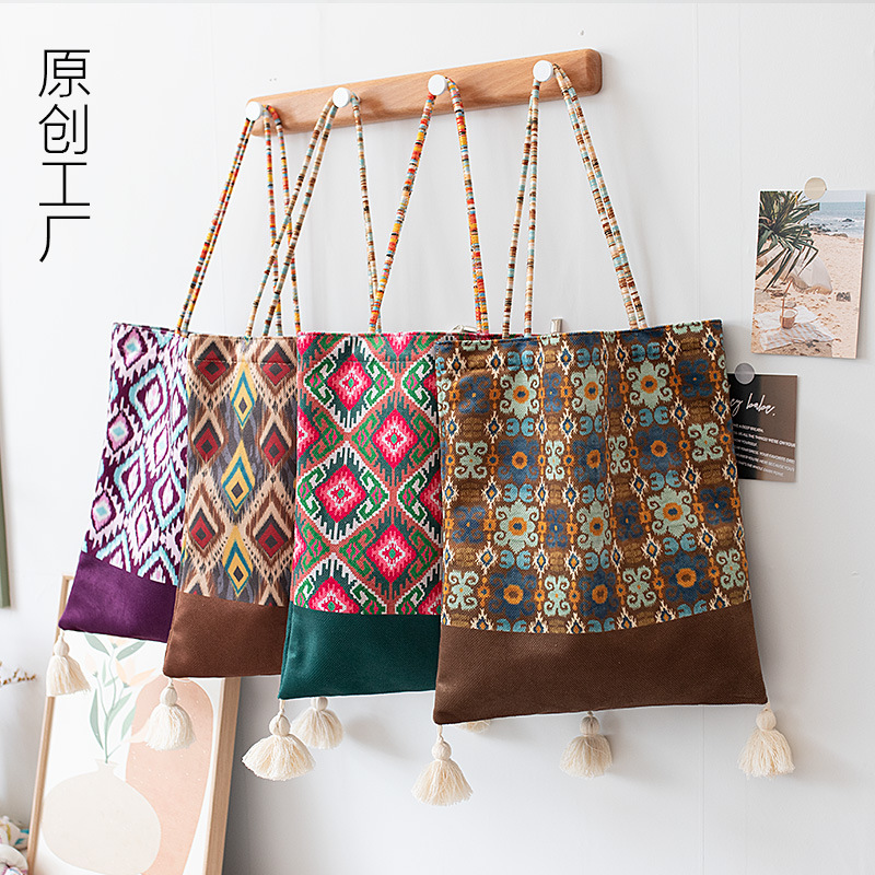 Original 2025 Adelaide Xinjiang Cultural and Creative Ethnic Style Large Capacity Shoulder Tote Bag Easiest for Match Cloth Bag Ready in Stock