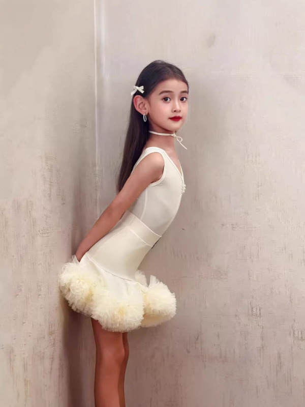 ラテンダンス服女の子 2025 新しいハイエンド子供練習服子供のパフォーマンス服スーツ|undefined