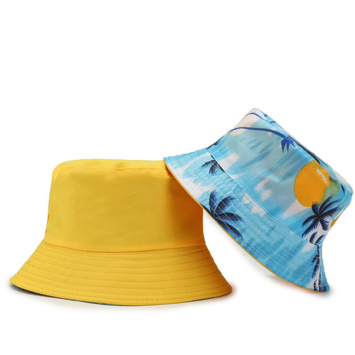Summer Parent-Child Fishing Hat Korean Style Children's Hat Kids Hat Outdoor Solid Color Sun Protection Hat Dual-Sided Bowl Hat