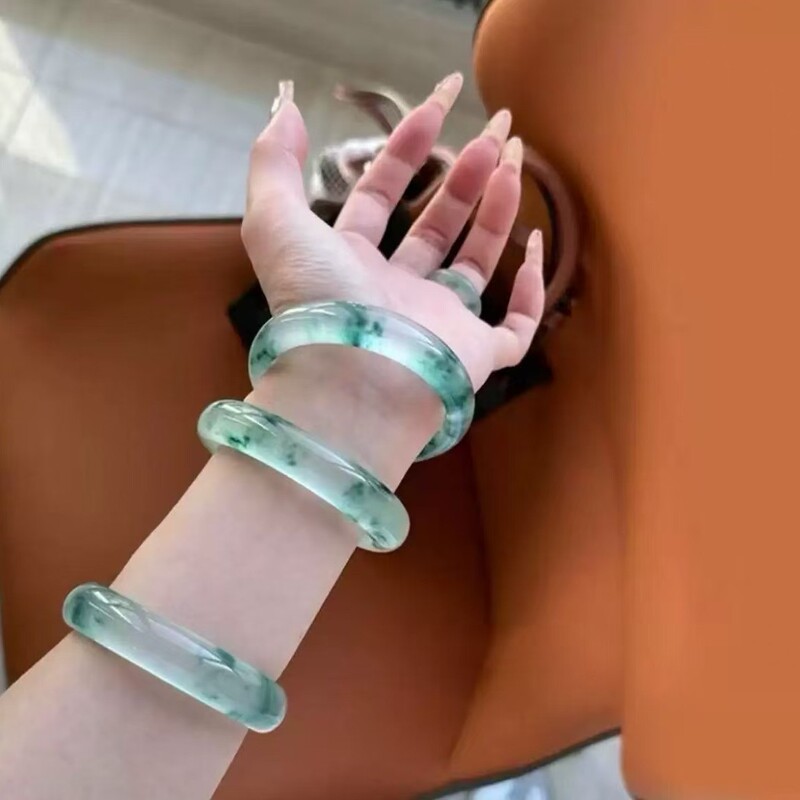 Jade Bracelet with Ice-Type Blue Flower Pattern, Hand-Carved Bracelet, Quartzite Jade, Exquisite Jade Jewelry, Factory Wholesale Jade Bracelet with Ice-Type Blue Flower Pattern, Hand-Carved Bracelet, Quartzite Jade, Exquisite Jade Jewelry, Factory Wholesale
