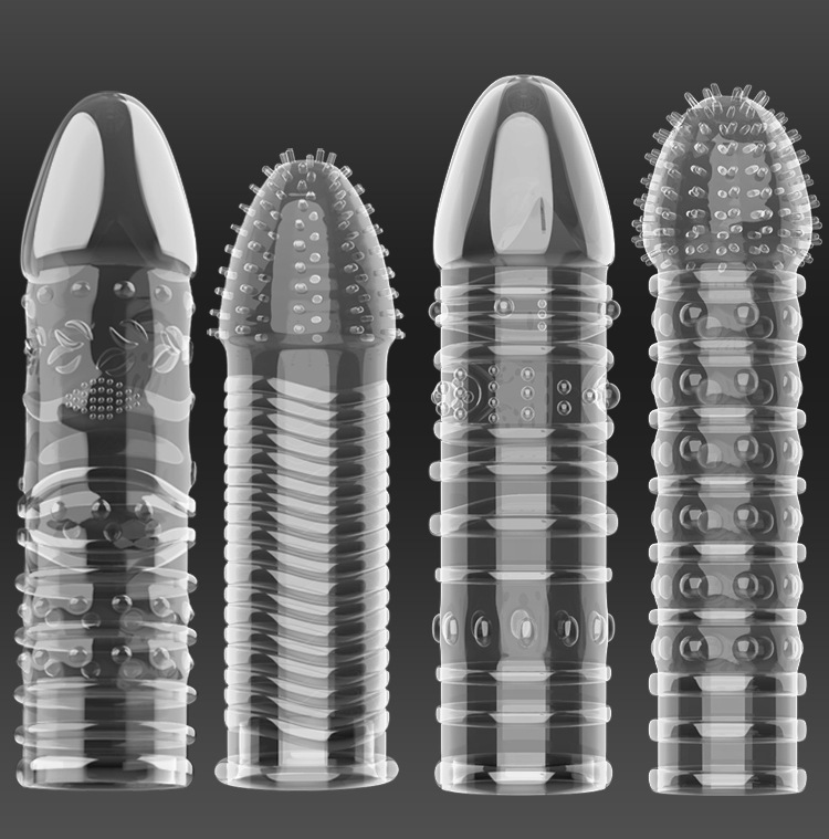 Wolf Tooth Textured Penis Headgear in Clear TPE for Couples — detail image 23