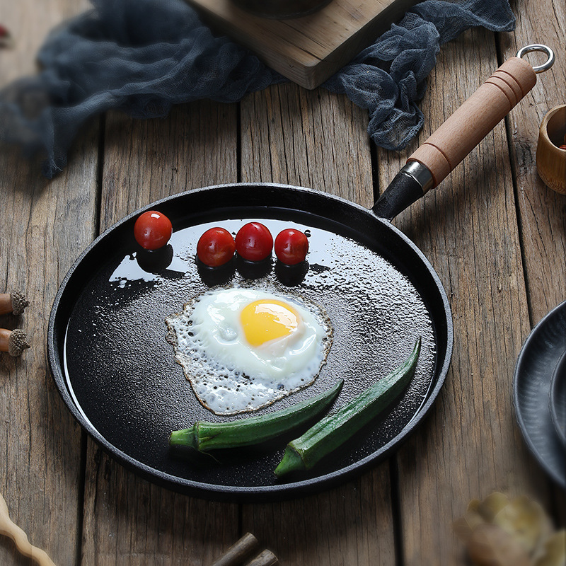 A5L鑄鐵平底鍋不粘鍋煎鍋無塗層煎餅鍋家用電磁爐燃氣灶煎蛋鍋