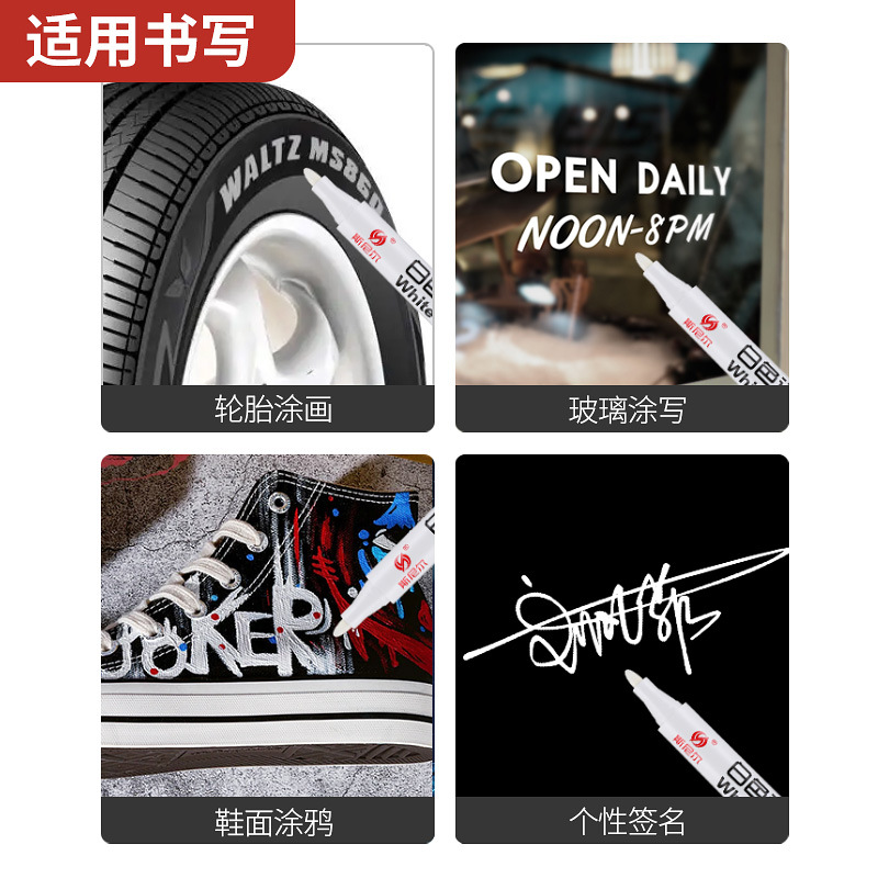 Marcador de neumáticos marcador aceitoso no borrable Pluma de logística blanca Pluma de cabeza grande de secado rápido Recomendar Marcador de marca