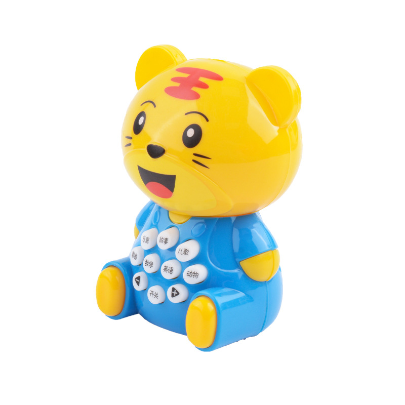 Máquina de educación temprana para niños máquina de narración de cuentos portátil para niños con cordón pequeño tigre de dibujos animados juguetes educativos