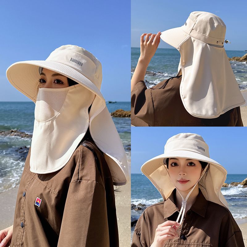 Spring and summer fashion Korean style sun hat big brim shawl cover face fisherman hat women's sun hat with ponytail hole 8458