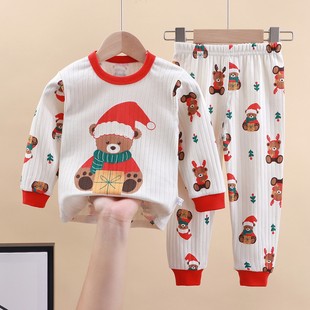 Autumn and Winter New Kidsren's Home Clothes Set Pure Cotton Baby Intimates Autumn Clothes Long Pants Boys and Girls Pajamas Spring & Fall Styles