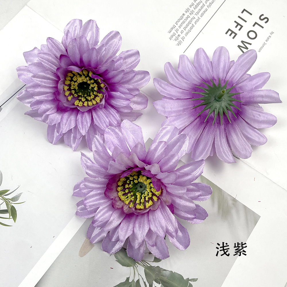 Flores de gerbera brillante DIY pinzas de flores cabeza de flores de fabricación de ropa minoritaria material de decoración de pared