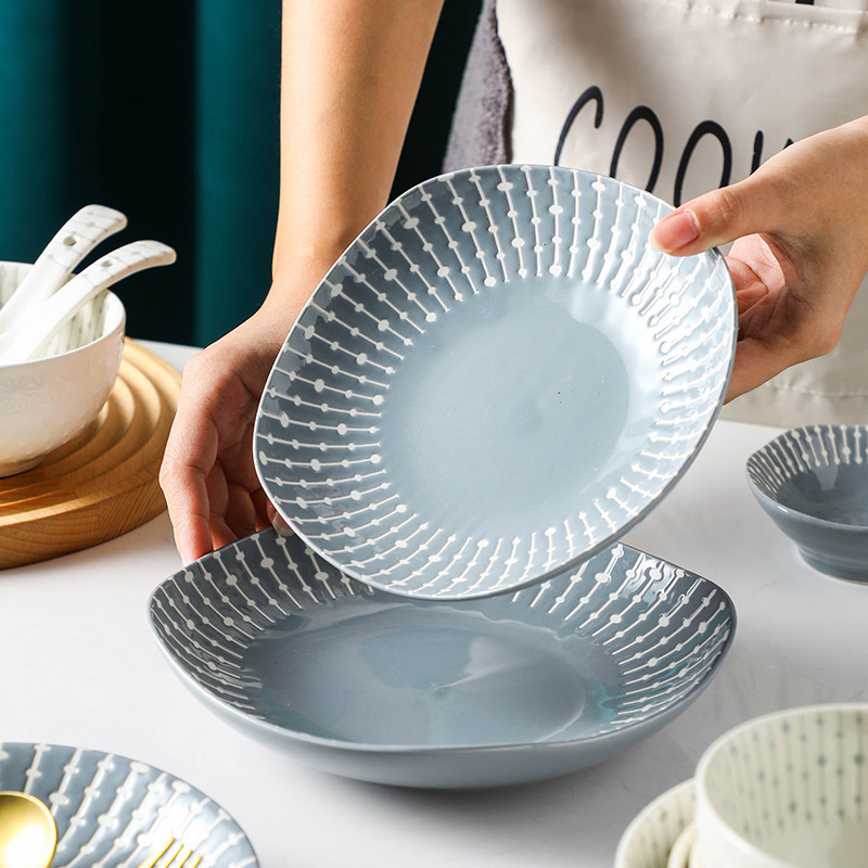 Water drop love bowl dish chopsticks suit Nordic simple style household tableware underglaze color dish rice bowl ramen bowl Water drop love bowl dish chopsticks suit Nordic simple style household tableware underglaze color dish rice bowl ramen bowl