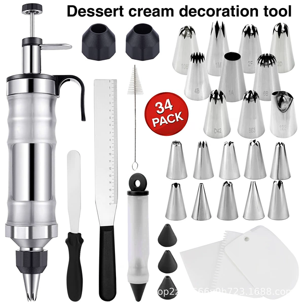 Cream set stainless steel, 34 pieces