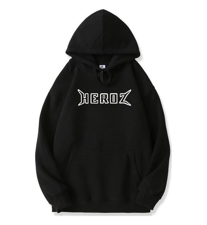 Men's Clothing 400G Silver Fox Fleece Fleece Lined Sweatshirt, Long Sleeves, Fleece Lined Drop Shoulder Hoodie, Hero Letter Autumn And Winter Style._viptrois.com