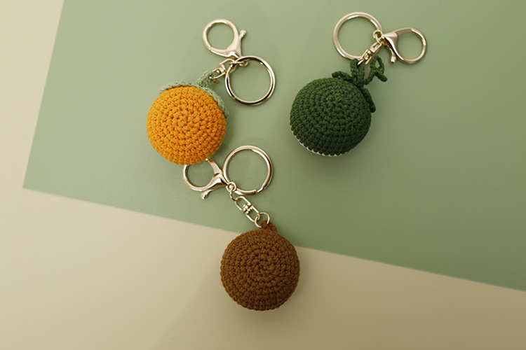 Fruit Pattern 1 Piece Fruit Keychain Yarn Women's Cute Keychain