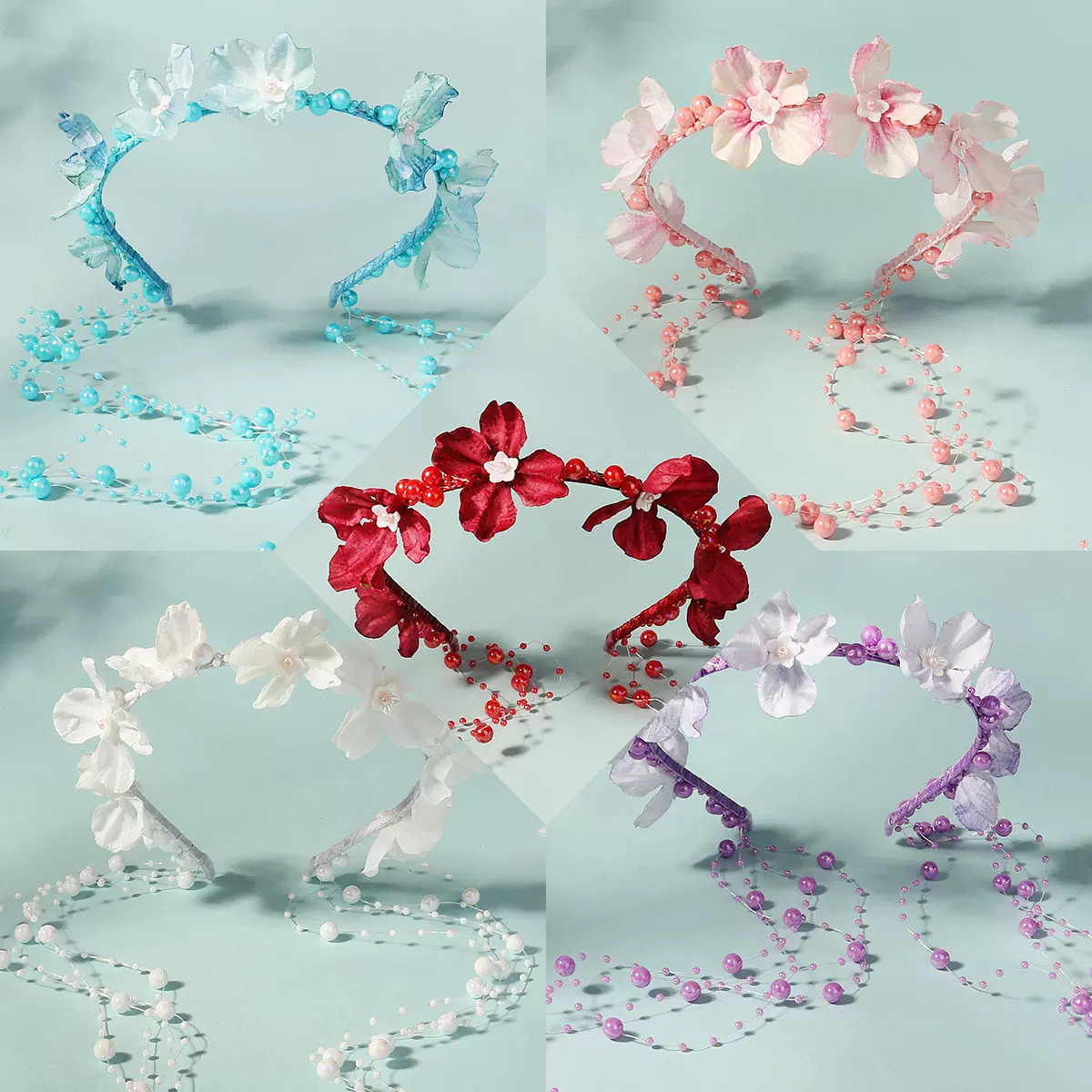 欧美夸张设计感珍珠流苏发箍甜美写真拍照压发头箍婚礼派对发饰女