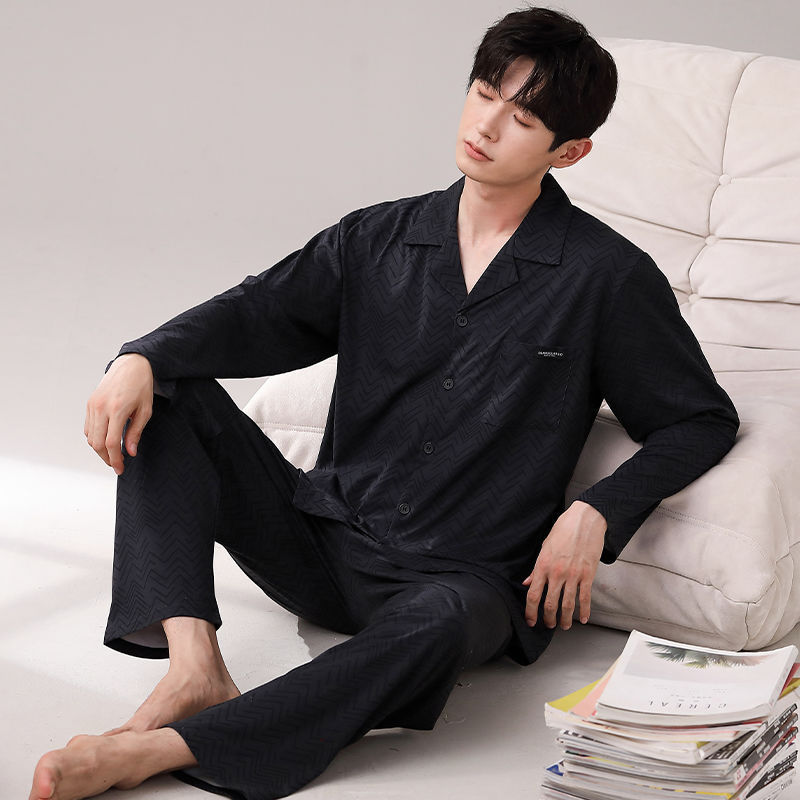 Pijamas de los hombres Primavera y Otoño Invierno 100% algodón de manga larga pantalones delgados más tamaño desgaste de alto nivel de los hombres de verano ropa de casa