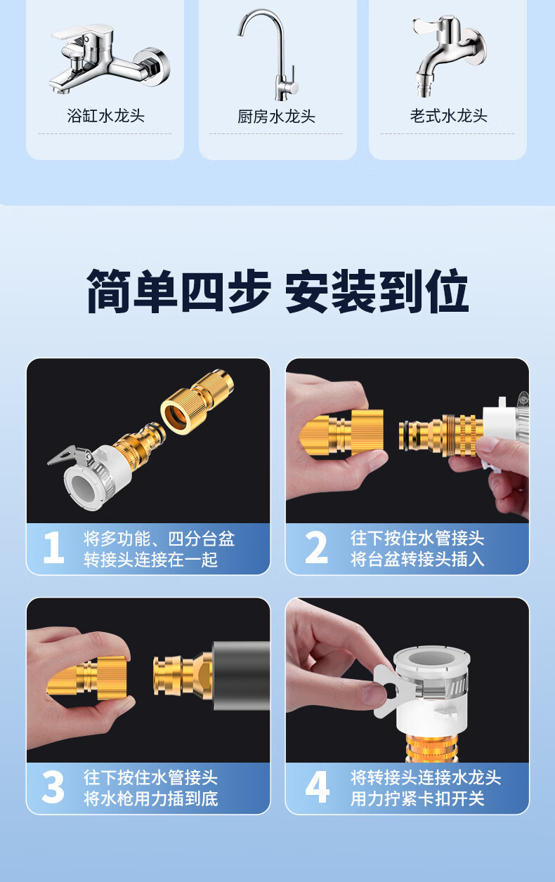 Kingjoy High-Pressure Water Gun for Car Washing, Household Water Hose, Soft Hose for Washing Floors, Watering, Irrigation, Garden, Landscaping, and Courtyard