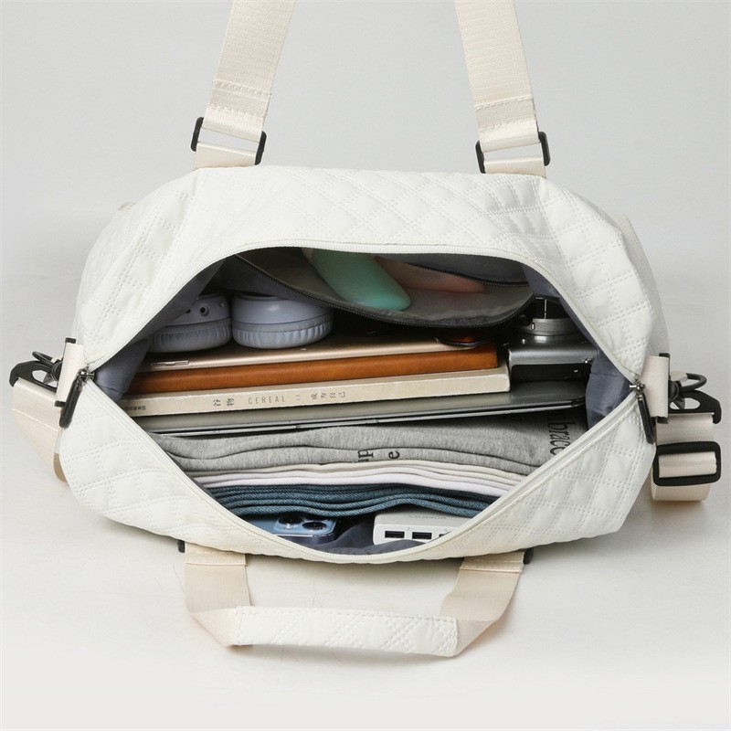 Fábrica al por mayor 2024 nuevo Oxford tela bolsa de viaje rombo moda color sólido gran capacidad húmeda y seca separación bolsa de embarque