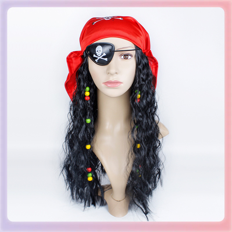 ✅ Pirate Wig Halloween Masquerade Cosplay Captain Jack Sparrow Pirates Captain Jack Sparrow Wig Head