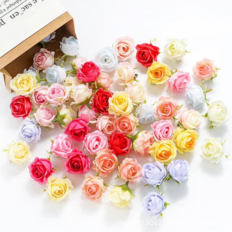 simulation mini small rose flower head flower headdress wreath hairpin flower decoration accessories diy handmade material bud