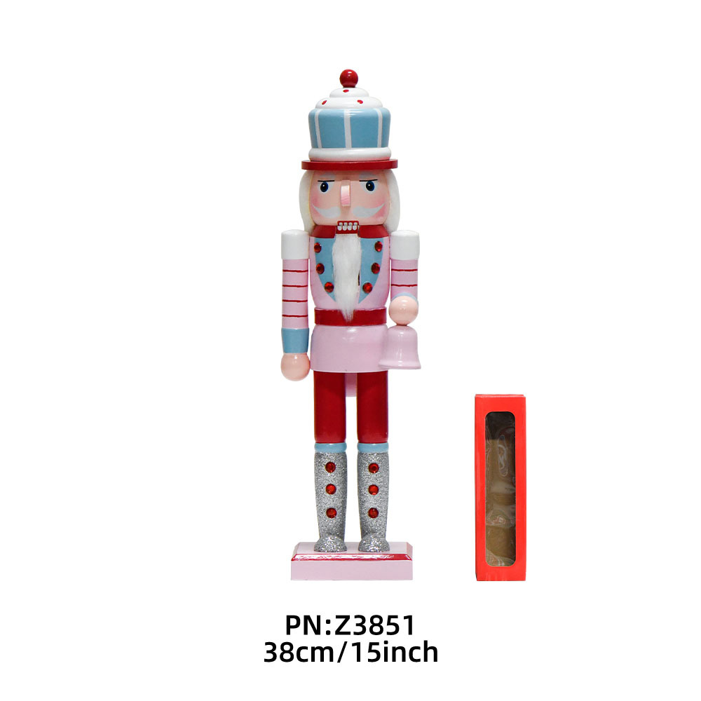 24 nuevo estilo 38CM Macarons color pastel cabeza Cascanueces decoración de madera maciza regalos artesanías adornos navideños