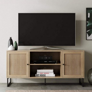 Customized Living Room Tv Cabinet Floor-Standing Solid Wood Color Storage Cabinet Small Apartment Modern Simple Storage Cabinet Rattan Design
