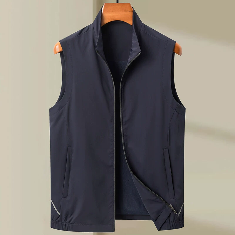 Мужской жилет 2025 весна-лето новый тонкий жилет с воротником стойкой, большой размер, повседневная безрукавка