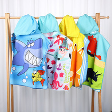 儿童毛巾游泳温泉BI备割绒卡通针织浴袍斗篷浴巾带帽宝宝沙滩巾